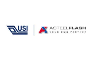 USI and AsteelFlash logos with EMS partner slogan.