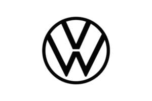 Volkswagen logo in black on grey background